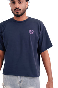 DBYZ Brush Oversized Tee in Washed Navy, back print