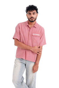 ICONIC Camp Collar Shirt in Dusty Rose, front