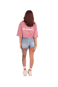 ICONIC Crop Shirt in Dusty Rose, back print