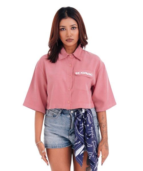 ICONIC Crop Shirt – Dusty Rose